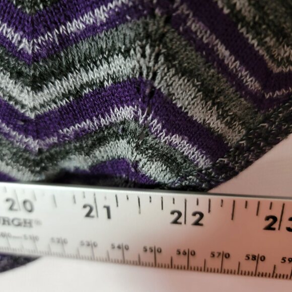 AB Studio Womens Poncho Cape Sz L Pull Over Knit Sweater Purple Black & Grey - Picture 6 of 11